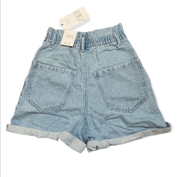 NWT Zara Paperbag denim Jean high waist shorts 00 - Picture 4 of 9